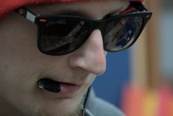 Maxe has a pick in his mouth